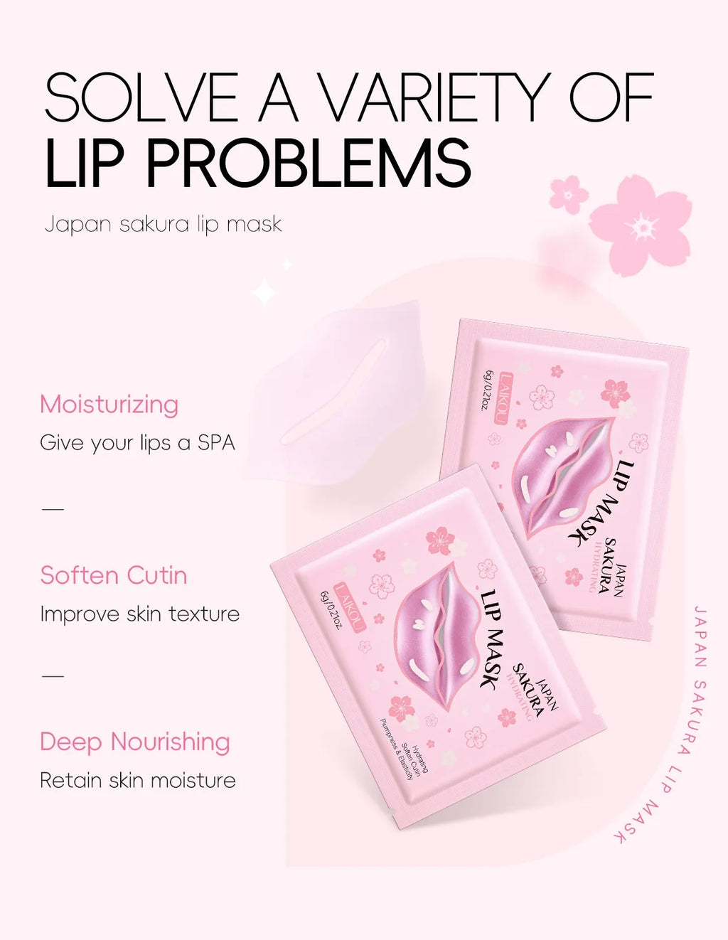 Japan Sakura Lip Hydrogel Pads (Soothe) — 10 pcs